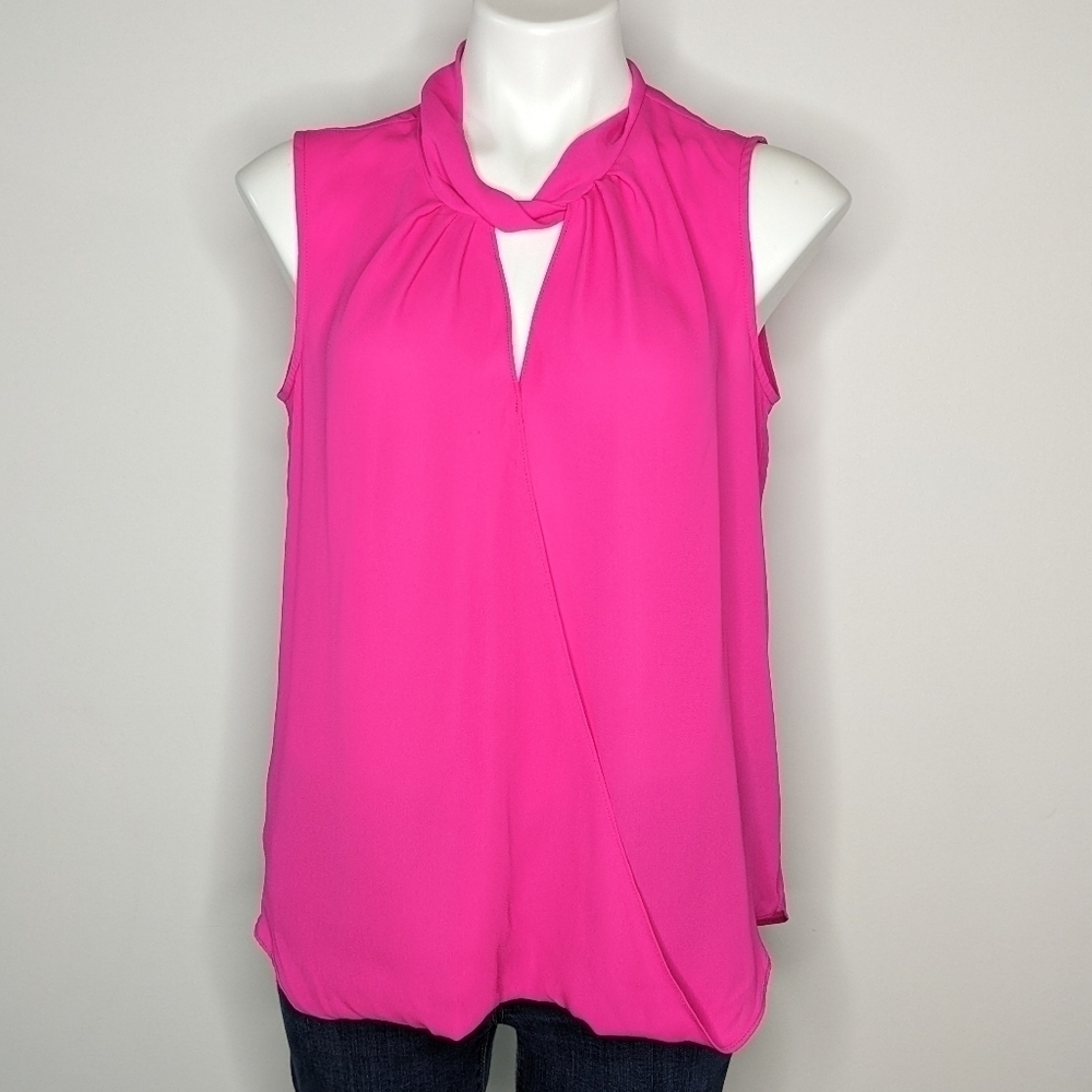 ✨3/$15 Joseph Ribkoff bright pink crossover tank blouse 10